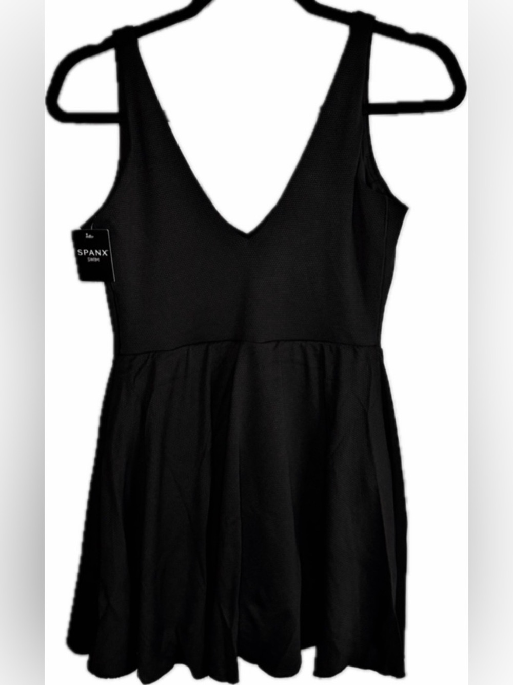 SPANX shaping pique Black V-Neck One-Piece Swim Dress size large nwt - Picture 10 of 16